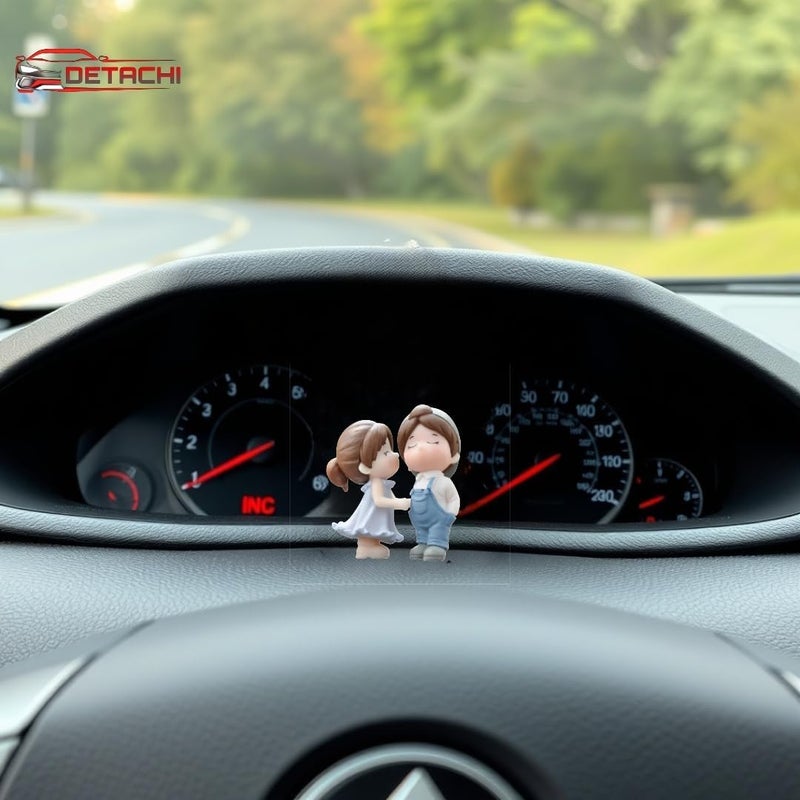 DETACHI Car Dashboard Toys Cute Couple Car Ornament for Car Decoration, Ideal Gift for Car Lovers, Durable Car Interior Accessories, with 4 Resin Adhesive Stickers, (Blue) Budget friendly trendy design - Image 3