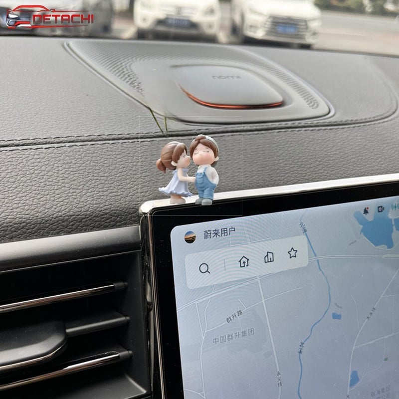 DETACHI Car Dashboard Toys Cute Couple Car Ornament for Car Decoration, Ideal Gift for Car Lovers, Durable Car Interior Accessories, with 4 Resin Adhesive Stickers, (Blue) Budget friendly trendy design - Image 4