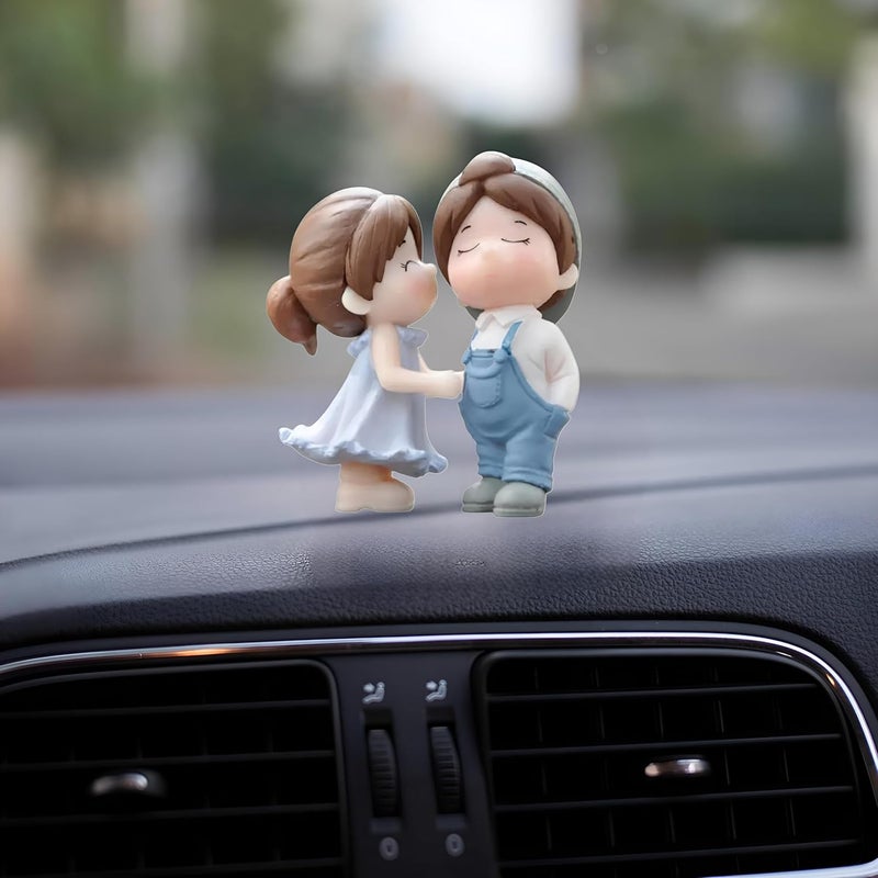 DETACHI Car Dashboard Toys Cute Couple Car Ornament for Car Decoration, Ideal Gift for Car Lovers, Durable Car Interior Accessories, with 4 Resin Adhesive Stickers, (Blue) Budget friendly trendy design - Image 1