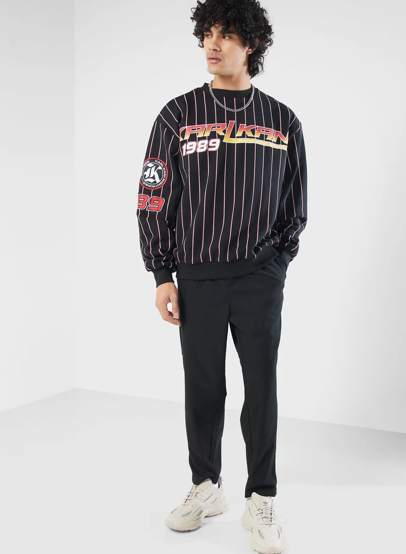 Karl Kani Woven Signature Night Rider Pinstripe Sweatshirt