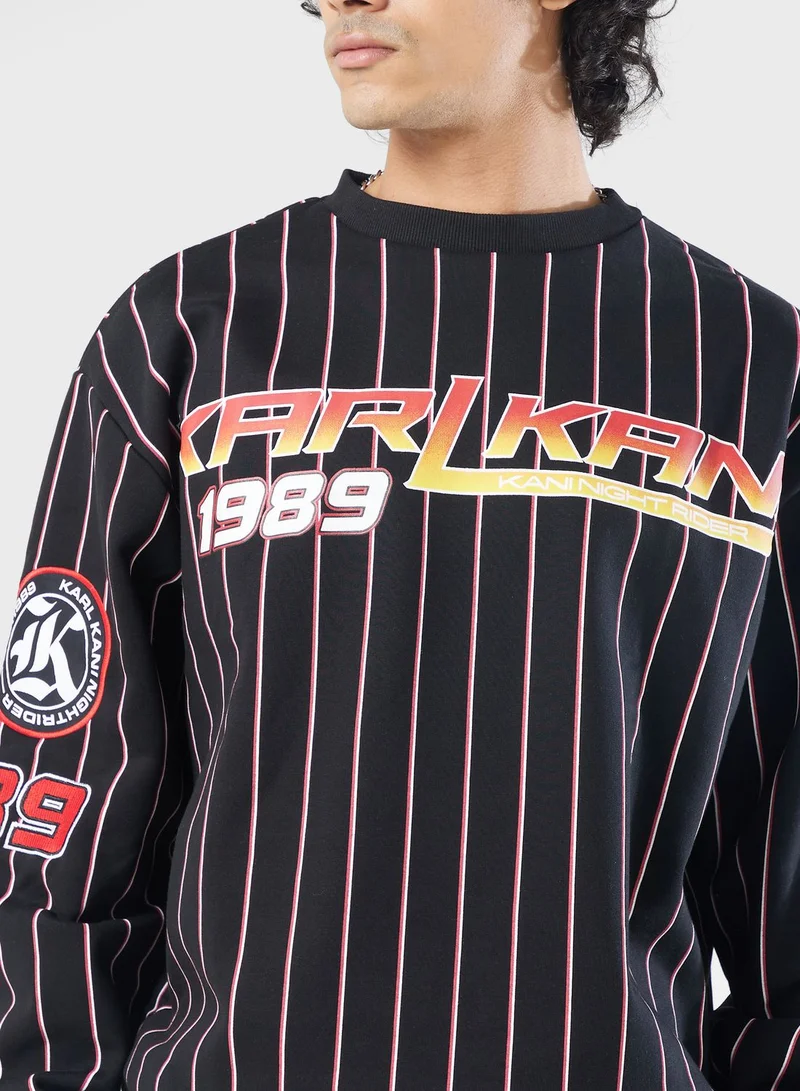Karl Kani Woven Signature Night Rider Pinstripe Sweatshirt