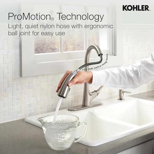 Kohler Malleco Pulldown Sink Tap for Kitchen - Vibrant Stainless Finish - Single Lever Kitchen Faucet with Matching Soap Dispenser - Kitchen Water Tap with 360° Spout Rotation 562IN-SD-VS - Image 2