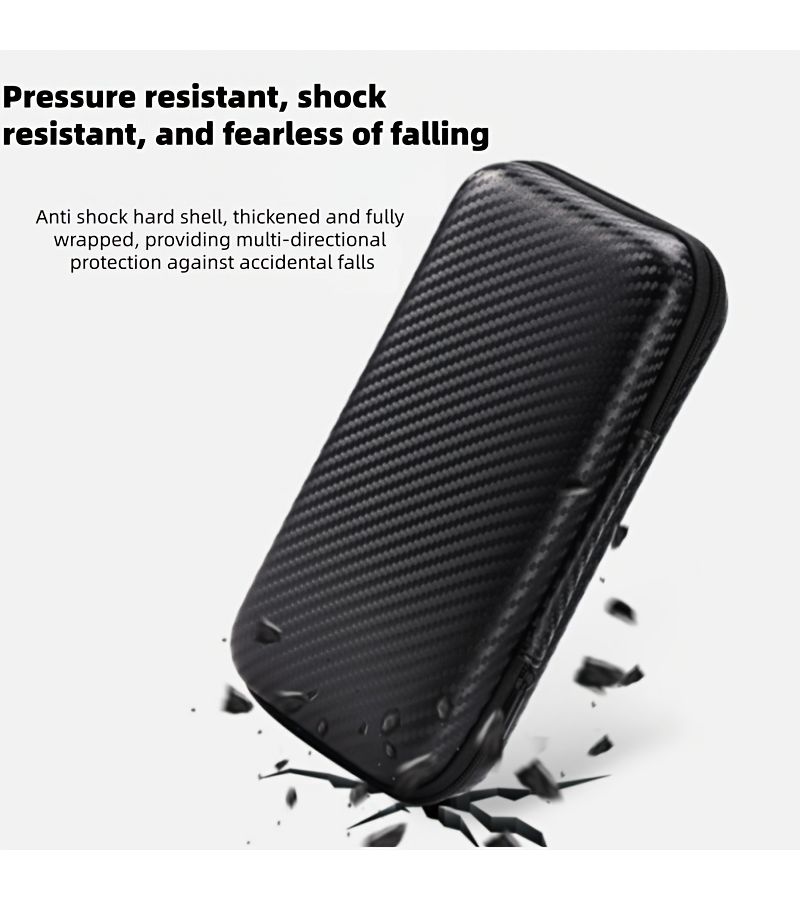2 Piece EVA Hard Shell Travel Storage Bag Set Carbon Fiber Pattern Organizer Pouch - Image 2