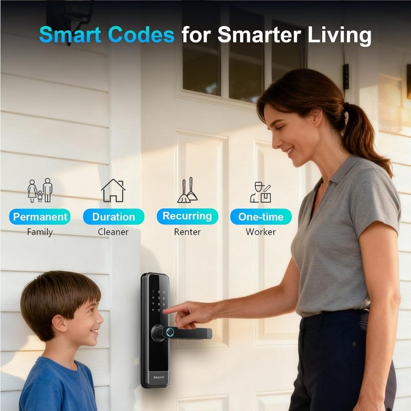 M305TT Smart Fingerprint Door Lock, TTLock Bluetooth App Control, 5 Unlock Ways Fingerprint/Code/7 Cards/2 Keys/App,4585 Mortise, Anti-Theft Button - Image 5