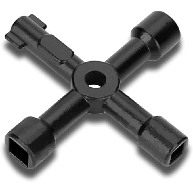 4-WAY MULTI-FUNCTIONAL UTILITIES ZINC ALLOY KEY RADIATOR KEY BLEED TRIANGLE/SQUARE UNIVERSAL CROSS TRIANGLE KEY FOR TRAIN ELEVATOR CABINET VALVE OPENING UTILITY KEY - Image 1