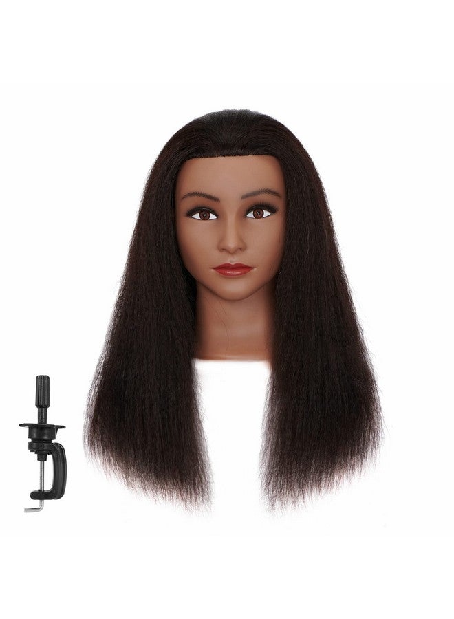 HAIRGINKGO Mannequin Head 100% Real Hair Manikin Head Styling Hairdresser Training Head Cosmetology Doll Head For Dyeing Cutting Braiding Practice With Clamp Stand (2022B0214) - Image 1