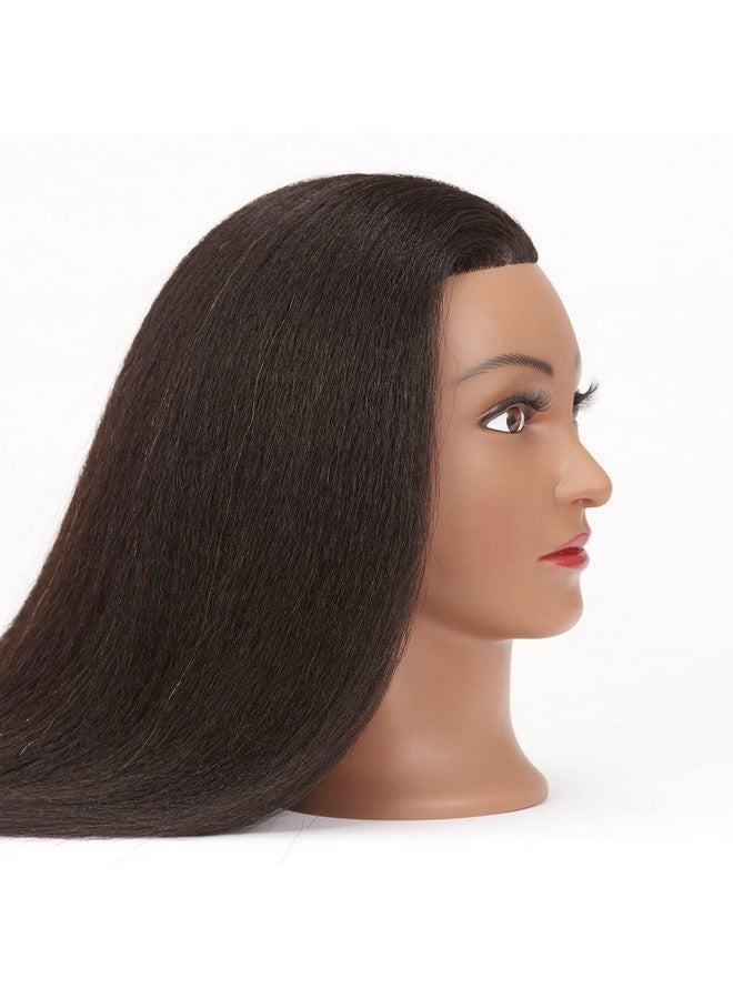 HAIRGINKGO Mannequin Head 100% Real Hair Manikin Head Styling Hairdresser Training Head Cosmetology Doll Head For Dyeing Cutting Braiding Practice With Clamp Stand (2022B0214) - Image 3