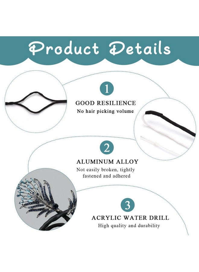 SUNBEET Hair Bun Accessories for Women, Quick Bun Maker for, Green stone Clips for Women Medium Thick Hair, Floral Hair Style Accessories Twist Bun Clips for Party, Wedding (BLUE) - Image 4