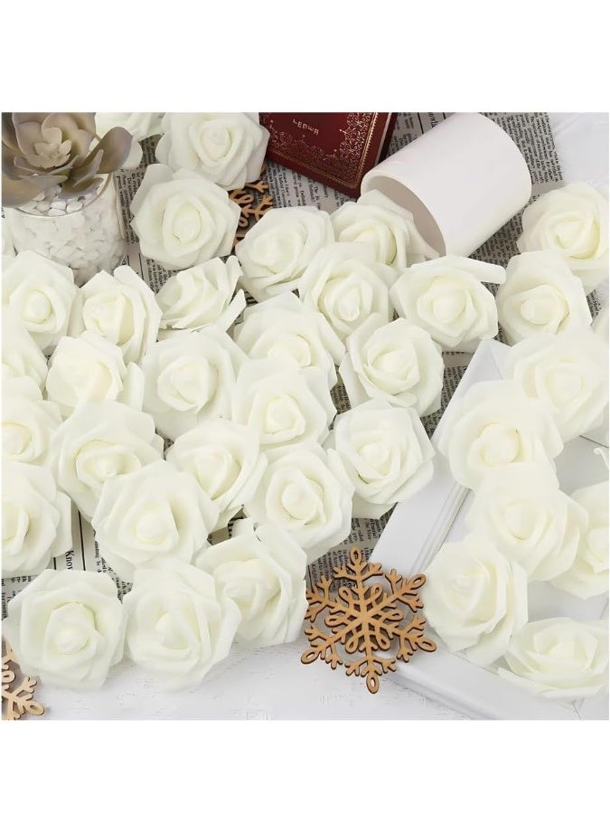 Generic Artificial Fake Flowers for Decoration Natural Rose Romantic Decoration for Occasions Holidays Weddings and Table Decor Off White Color 28 Pieces Large Size  - Image 1