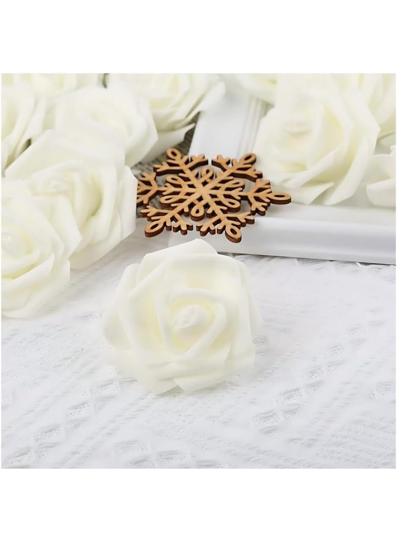 Generic Artificial Fake Flowers for Decoration Natural Rose Romantic Decoration for Occasions Holidays Weddings and Table Decor Off White Color 28 Pieces Large Size  - Image 3