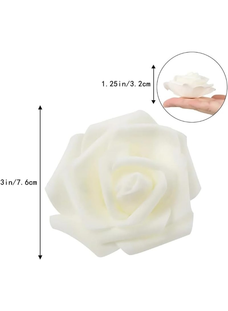 Generic Artificial Fake Flowers for Decoration Natural Rose Romantic Decoration for Occasions Holidays Weddings and Table Decor Off White Color 28 Pieces Large Size  - Image 2