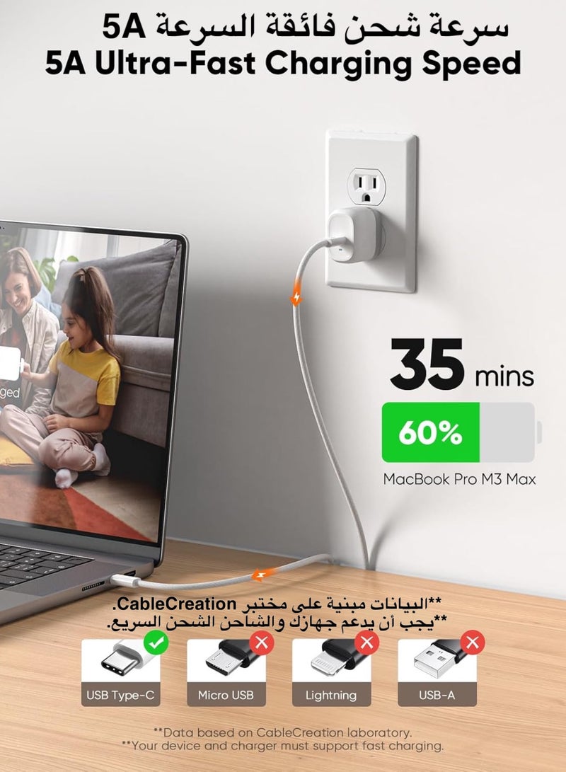 SH PROTECT TOUCH 240W USB-C Charge Cable 6.6FT Braided USB C to USB C Super Fast Charging Cable With [E-Marker Chip] For iPhone 15 Series/MacBook Pro/Air, iPad Pro/Air/Mini/Galaxy S24/S23/Pixel/Mi And More (2 Miter)  - Image 4