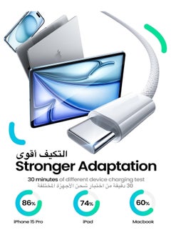 SH PROTECT TOUCH 240W USB-C Charge Cable 6.6FT Braided USB C to USB C Super Fast Charging Cable With [E-Marker Chip] For iPhone 15 Series/MacBook Pro/Air, iPad Pro/Air/Mini/Galaxy S24/S23/Pixel/Mi And More (2 Miter)  - Image 5