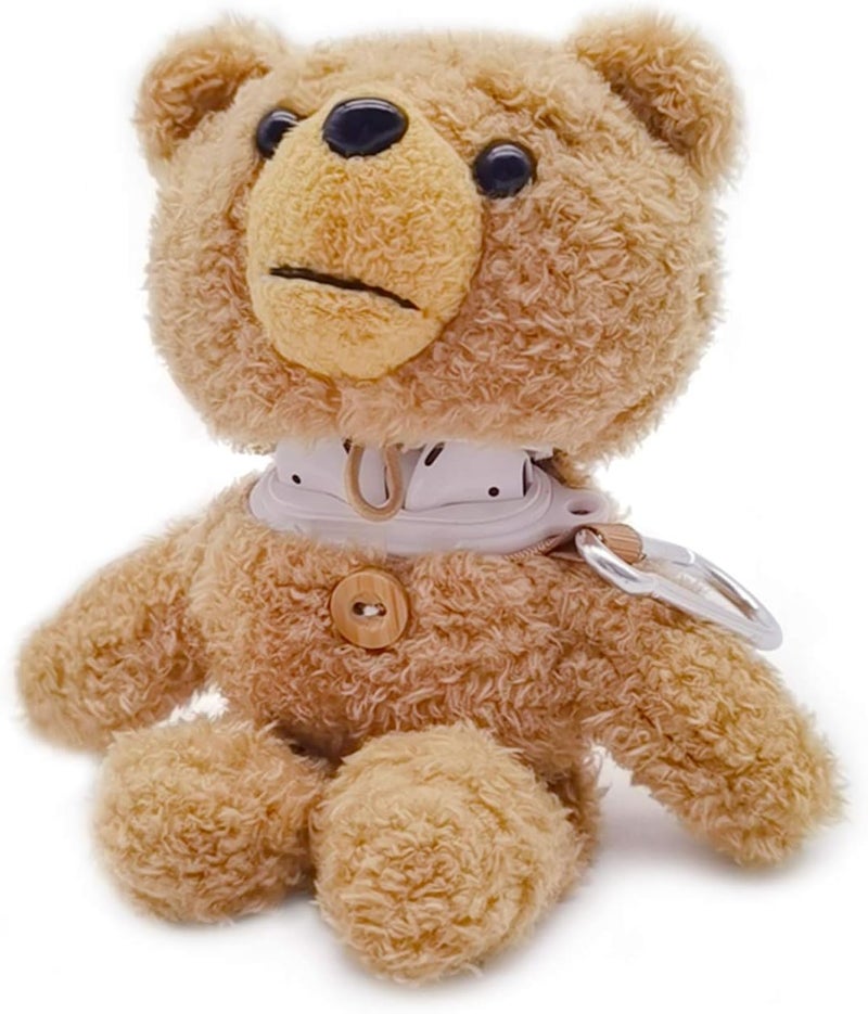 جابي Compatible with AirPods Pro Fur Case Girls 3D Cartoon Cute Teddy Bear Doll Plush Fluffy Warm Carrying Case Soft Protective AirPods Pro Case Cover Accessories for AirPods Pro 2019 Light Brown - Image 1