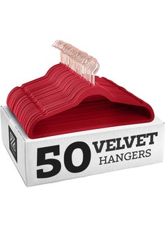 Y&D Red Rose Gold Hook  50-Piece Flocking Clothes Drying Magic Anti Wrinkle Multi Function Anti Slip Hanger  - Image 1