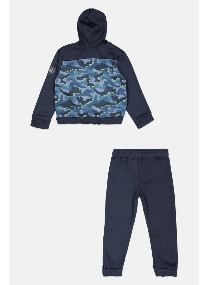 Body Glove - Toddlers Boy 2Pcs Camouflage Sweatshirts And Pull On Pants Set, Navy Blue - Image 1