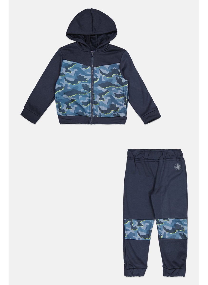 Body Glove - Toddlers Boy 2Pcs Camouflage Sweatshirts And Pull On Pants Set, Navy Blue - Image 1
