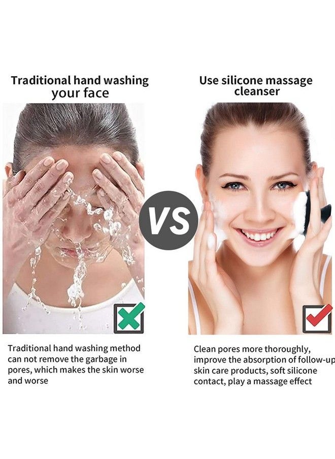 VWMYQ - Silicone Face Scrubber For Men Facial Cleansing Brush Silicone Face Wash Brush Manual Waterproof Cleansing Skin Care Face Brushes For Cleansing And Exfoliating (Black) - Image 1
