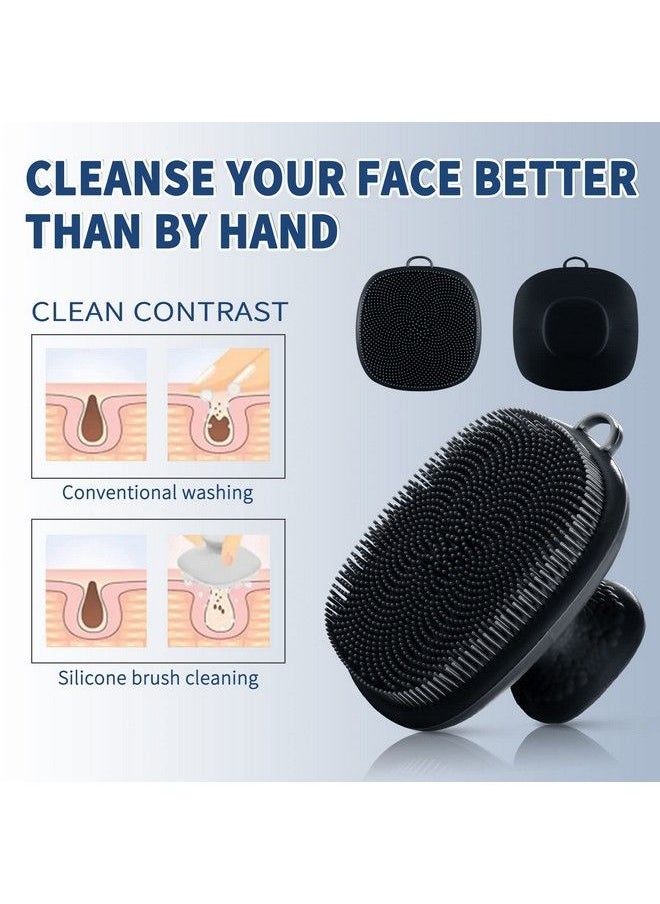 VWMYQ - Silicone Face Scrubber For Men Facial Cleansing Brush Silicone Face Wash Brush Manual Waterproof Cleansing Skin Care Face Brushes For Cleansing And Exfoliating (Black) - Image 1