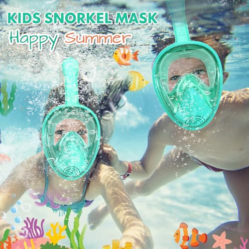 Hydiview Kids Snorkel Mask Full Face, Snorkeling Gear for Kids 2-14 with Camera Mount, 180 Degree Panoramic View Snorkeling Set Anti-Fog Anti-Leak (Pink+Cyan) - Image 3