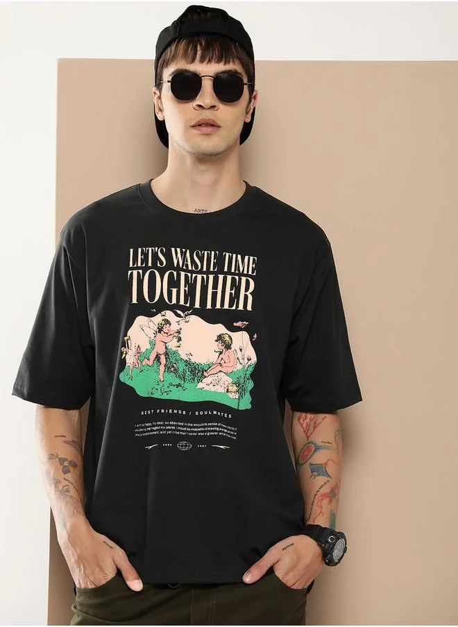 Difference of Opinion Oversized Drop-Shoulder Graphic Print T-Shirt