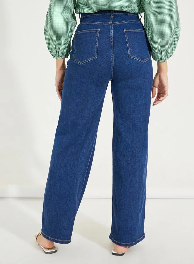 Styli Solid Straight Fit Full Length Jeans