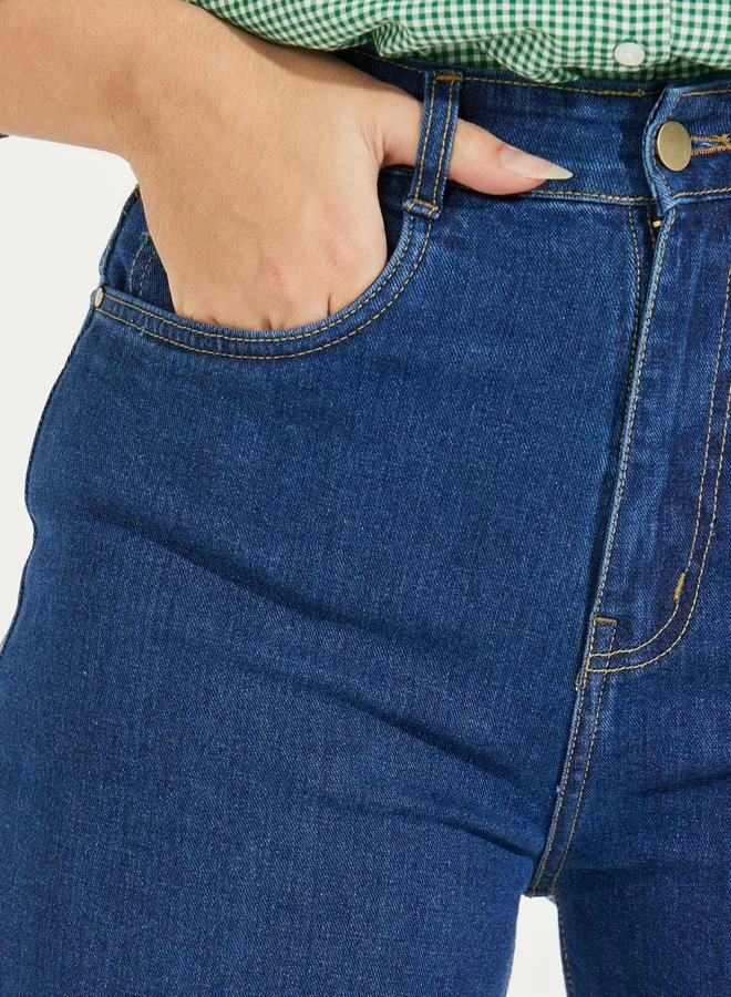 Styli Solid Straight Fit Full Length Jeans