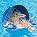 COOLCOOLDEE Pool Float with CanopyCup Holder XL Pool Chair Lounge Float with Adjustable Sun Shade Cover Drink HolderErgonomic HeadrestInflatable Pool Float for AdultsDeep Blue - Image 3