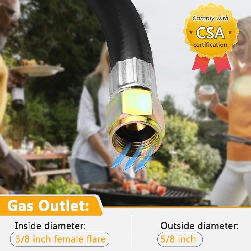 Azdele Upgraded Two Stage Propane Regulator with 5ft Hose and Gauge, Standard P.O.L Tank Connection, 3/8in Female Flare Fitting for Grill, Heaters, Fire Pit, Gas Generator/Stove/Range-CSA Certified - Image 3