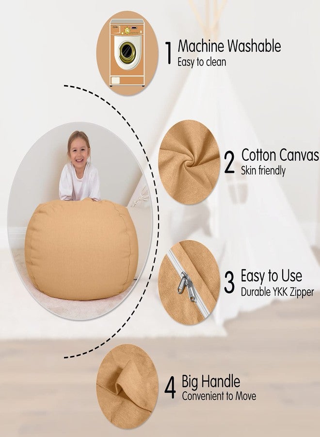 Aubliss Stuffed Animal Bean Bag Storage Chair (Solid Khaki, Medium (32'')) - Image 2