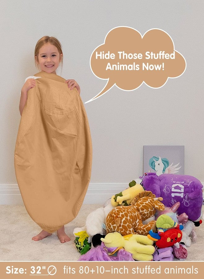 Aubliss Stuffed Animal Bean Bag Storage Chair (Solid Khaki, Medium (32'')) - Image 3