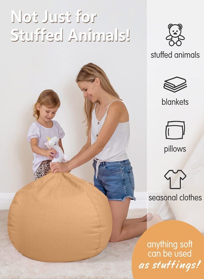 Aubliss Stuffed Animal Bean Bag Storage Chair (Solid Khaki, Medium (32'')) - Image 4