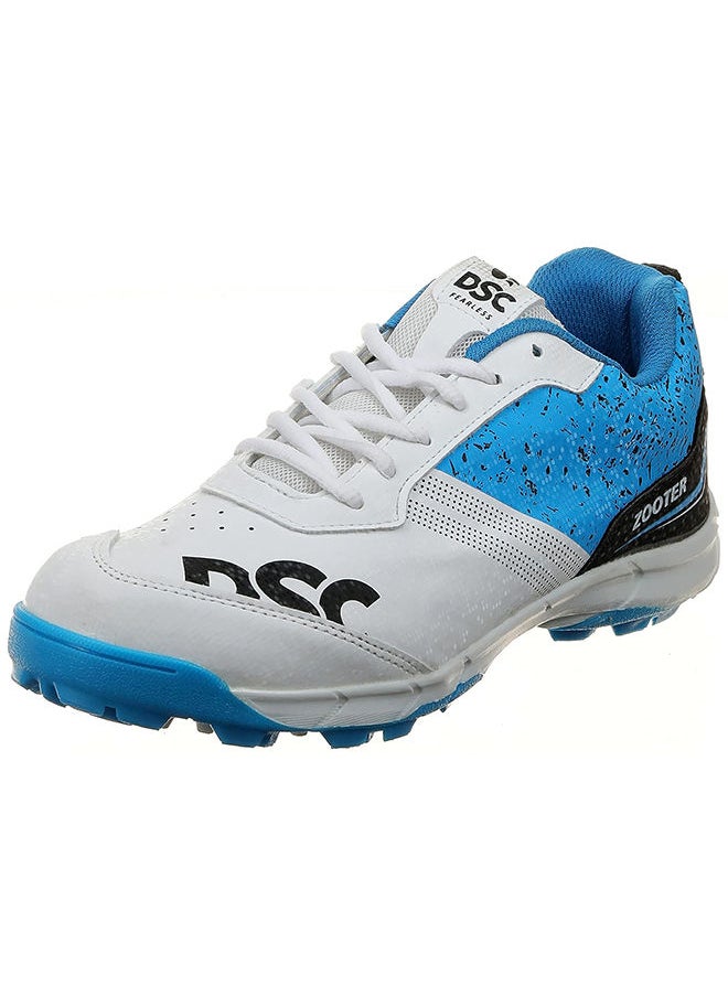 DSC Zooter Cricket Shoe for Men and Boys, Size-7 UK (White-Blue)  - Image 1