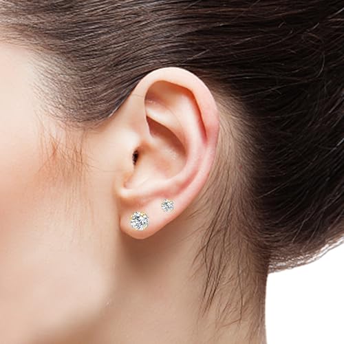 KWUNCCI Titanium Earrings for Sensitive Ears, Flat Back Stud Earrings for Women Men, CZ Silver Gold Black Screw Back Stud Earrings, Hypoallergenic Surgical Steel Cartilage Earrings Set (Z-Gold(3/4/5/6/7mm)) - Image 2