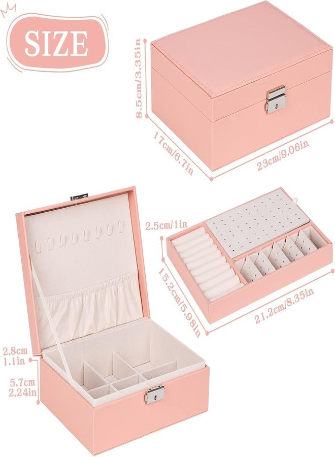 JAMBUVANTI 1Pack, Jewelry Box Organizer for Women Girls, 2 Layers Large Jewelry Organizer Box, Lockable Jewelry Box for Earring, Ring, Necklace, Bracelets, Etc. MULTICOLOR - Image 2