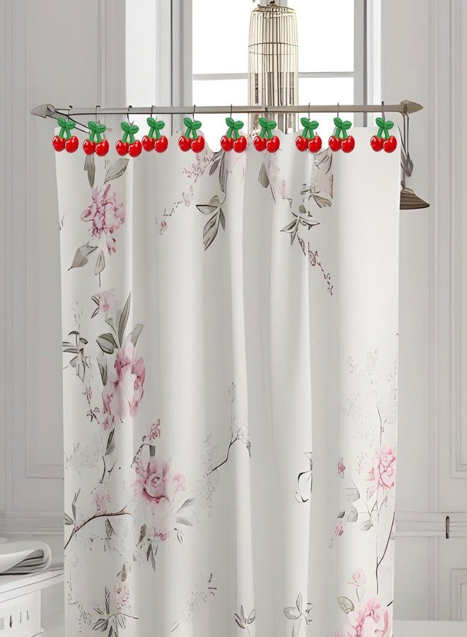 Whaline 12 Pcs Cherry Shower Curtain Hooks Summer Fruit Decorative Shower Rod Rings Resin Curtain Hanger Hooks for Living Room Bedroom Bathroom Decor - Image 5
