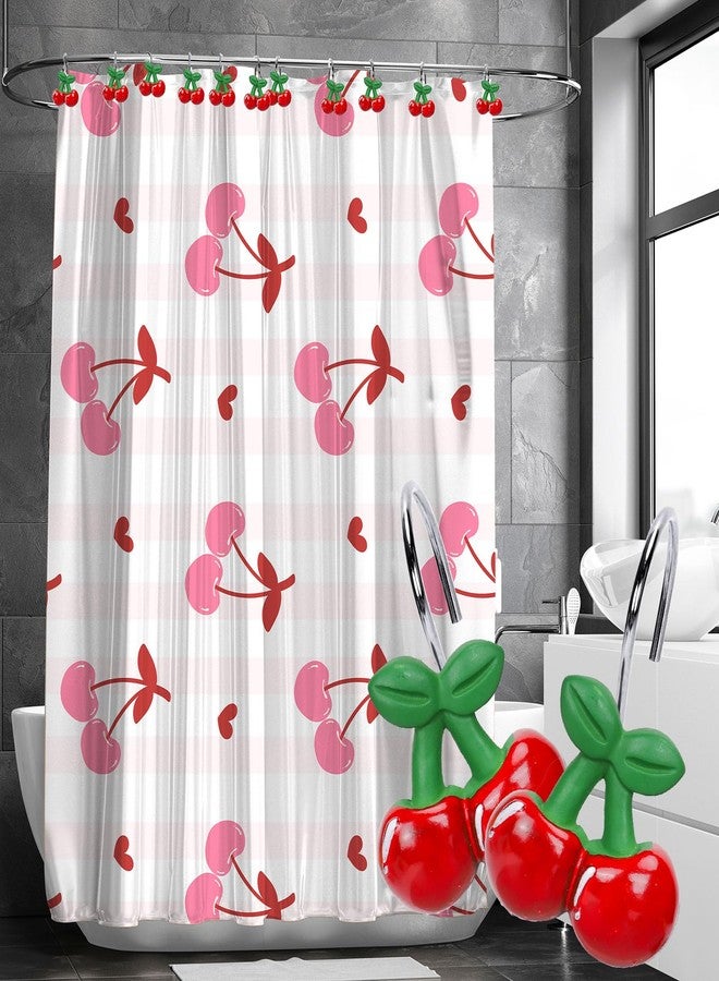 Whaline 12 Pcs Cherry Shower Curtain Hooks Summer Fruit Decorative Shower Rod Rings Resin Curtain Hanger Hooks for Living Room Bedroom Bathroom Decor - Image 4