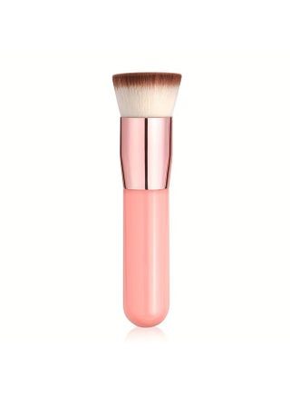 Foundation Brush for Liquid Makeup Flat Top Kabuki Synthetic Professional Makeup Brushes Liquid Blending Mineral Powder Buffing Stippling Makeup Tools Pink
