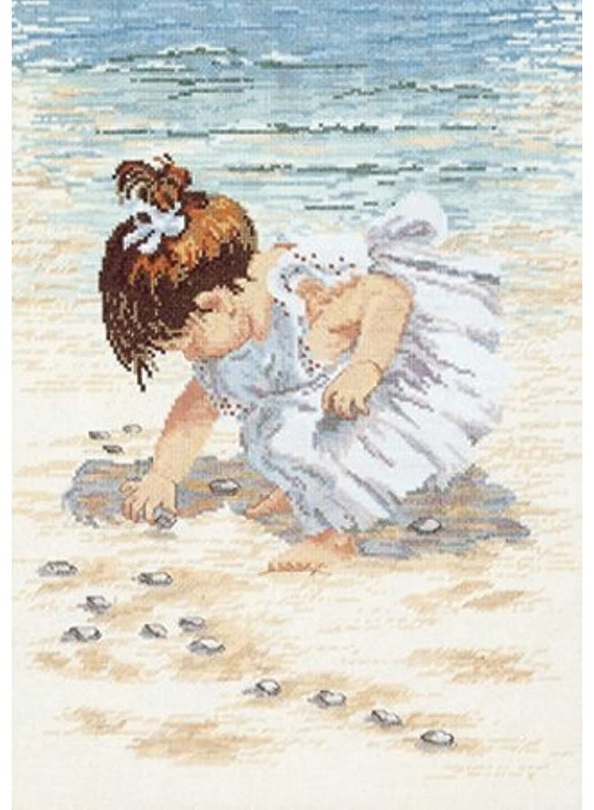 Janlynn Counted Cross Stitch Kit, Collecting Shells, 12" x 16" - Image 3
