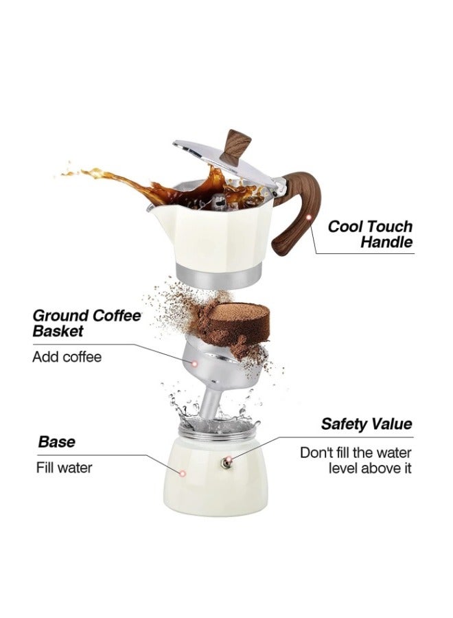 MIXDE Espresso Maker, Moka Pot Manual Cuban Coffee Percolator Machine Premium Aluminum Moka Italian Espresso Greca Coffee Maker - 3 CUP 150ML  - Image 2