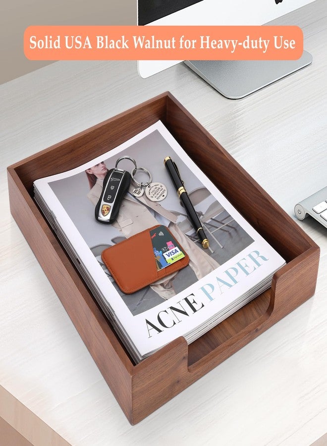 Bamber Wood Letter Tray Wooden Desk Organizer Paper Document File Tray for Office Supplies Collection Folders Notebooks, Black Walnut - Image 5