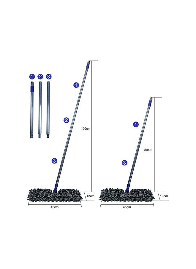 Mop with 4 Mop Pads Double Sided Hardwood Floor Dust Mop Microfiber & Chenille Wet Dry Mop and Scraping Dust Tool for Floor Cleaning Masthome