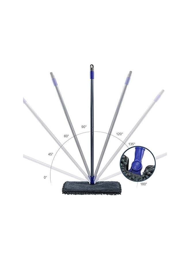 Mop with 4 Mop Pads Double Sided Hardwood Floor Dust Mop Microfiber & Chenille Wet Dry Mop and Scraping Dust Tool for Floor Cleaning Masthome
