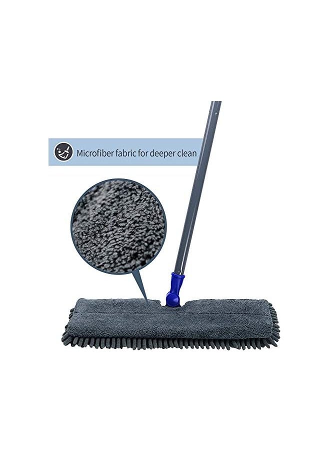 Mop with 4 Mop Pads Double Sided Hardwood Floor Dust Mop Microfiber & Chenille Wet Dry Mop and Scraping Dust Tool for Floor Cleaning Masthome