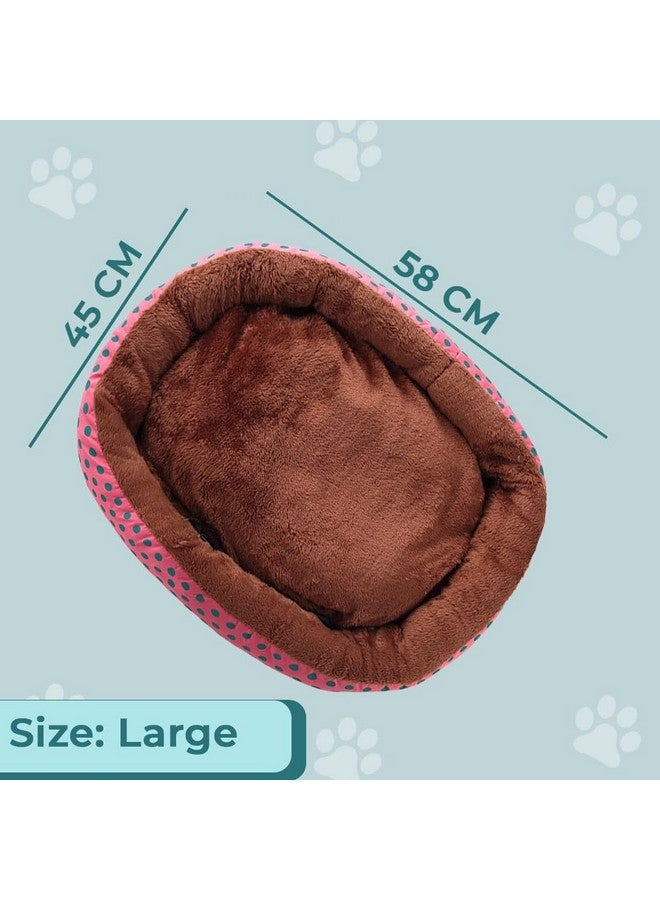 Homestic Dog & Cat Bed|Soft Plush Top Pet Bed|Oxford Cloth Polyester Filling|Medium Washable Dog Bed|Circular Cat Bed With Rise-Edge Pillow|Qy039Rc-L|Red & Coffee - Image 2