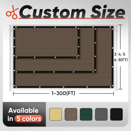 Cisvio 5ft x50ft Privacy Screen Fence 90% Blockage Heavy Duty Protective Covering Mesh Fencing for Outdoor Patio Pool Balcony Brown - Image 2