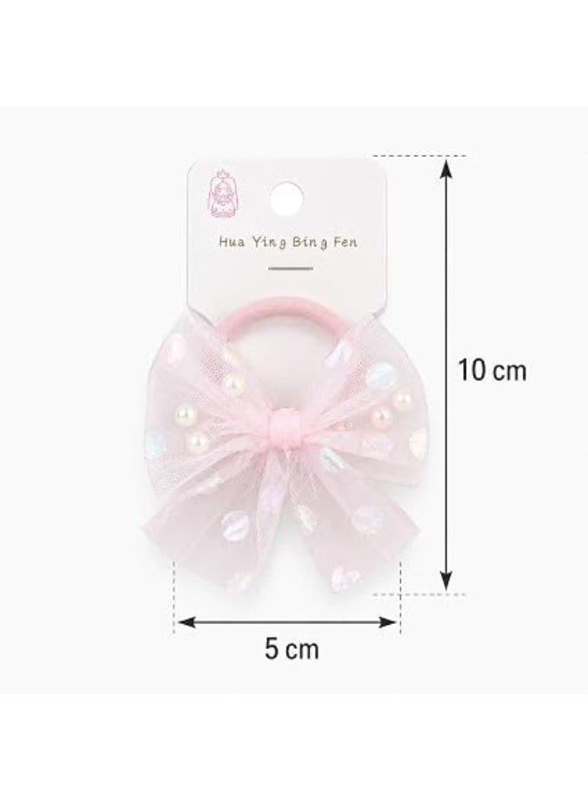 First Choice ربطة شعر أطفال من التول واللؤلؤ والترتر 4 قطع - Image 2