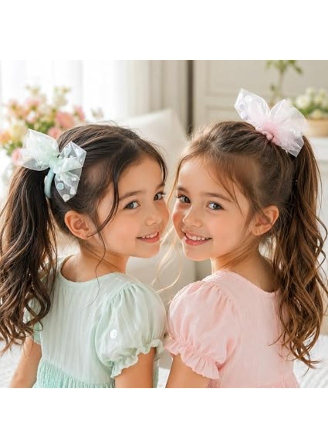 First Choice ربطة شعر أطفال من التول واللؤلؤ والترتر 4 قطع - Image 3