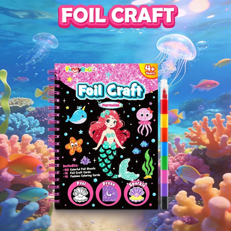FUNNYB&G Heavy load resistant Foil Art Kit - Foil Crafts for Kids, Toys for Girls 4+ Years Old, No Mess Travel Essentials, Kids Toys, Girls Gifts, Birthday Gift, Coloring Books for Kids Long term storage compatible - Image 3
