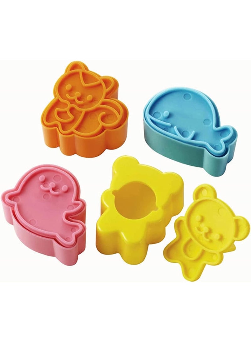 5 Pcs Sandwich Cutter, Sandwich Sealer for Kids, Mini Cartoon Bear Squirrel Dolphin Sea Dog Bread Cutter, for Picnic, On The Way Meal, Children's Party - Image 2
